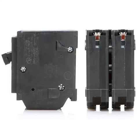 HOM250 50 Amp Double Pole Circuit Breaker Kit For Homeline Panels Genuine OEM Quality Perfect For Your Home Wiring Upgrades Easy Install Rock Solid Thermal Magnetic Protection, black breaker side view