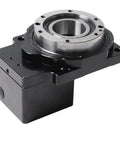 Hollow Rotary Actuator Built Tough With 10 To 1 Gear Ratio And Nema 23 Stepper Motor visible with central hollow bore