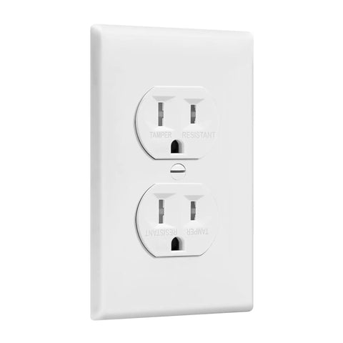 Duplex Receptacle Outlets And Wall Plate Bundle With Tamper Resistant Receptacle 15A 125V Self Grounding 2 Pole UL Listed White Finish
