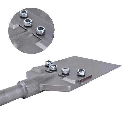 Beefy Heavy Duty SDS Max Floor Tile Scraper Bit Kit With 6 Inch Wide Blade For Demolition Hammers showing close-up of bolts