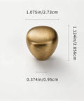 French Antique Brass Egg Cabinet Knobs 1.075 Inch Teardrop Zinc Alloy Drawer Knobs Single Hole Pulls with dimensions shown