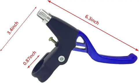 Heavy-Duty 4-Finger Aluminum Bike Brake Levers Set Universal 22mm Handlebar Fit For MTB BMX And Road Bikes Lightweight Durable Upgrade In Slick Blue Ergonomic Design For Easy Pull And Smooth Modulation with dimensions labeled