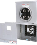 10 Space 20 Circuit 100 Amp Surface Mount Meter Load Center Combo With Ring Type Cover shown with open panel doors