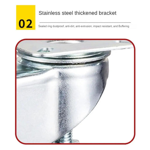 Stainless steel thickened bracket for Heavy Duty Two Inch Leveling Plate Caster Wheels With Adjustable Anti Vibration Pads.