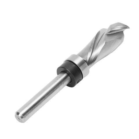 Cool Compression Spiral Router Bit With 1/4 Inch Shank For Fast Wood Trimming, showing tungsten steel cutting edge and shank.