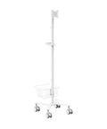 Height Adjustable Mobile Medical Monitor Cart On Wheels With Basket Storage, Supports 17 To 32 Inch Monitors Up To 20 Lbs