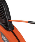 Klein Tools 56380 Non-Conductive Electrical Fish Tape With Multi-Groove Fiberglass Wire Puller showing orange tape in housing.