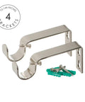 Telescoping Drapery Curtain Rod Set With End Cap Design 1 Inch Pole Adjustable From 72 To 144 Inches Brushed Nickel Finish Hardware