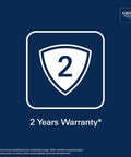 Two-year warranty icon with shield design on blue background