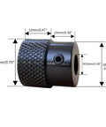 Aluminum Knurled Handwheel Black Anodized Finish 20mm Outer Diameter 10mm Bore For Stepper Motors And CNC Fine Tuning High Torque Control Wheel Durable Wear Resistant showing measurements