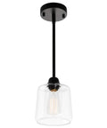Vintage Glass Pendant Light With Clear Shade Black Single Hanging Pendant Lighting For Farmhouse Kitchen Island Dining Room Entryway Foyer
