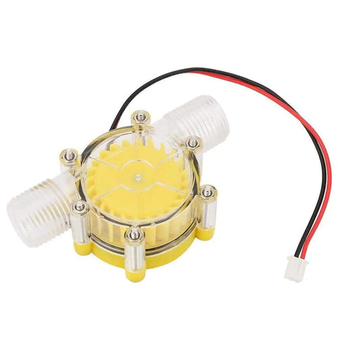 Micro Hydroelectric DC Turbine Generator For Off Grid Power 12V, low noise, compact with yellow casing and transparent components