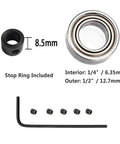 Five Piece 1/4 Inch Router Bit Bearing Kit With Ball Bearings For Shank Bottom Mounted Inner 1/4 Inch Outer 1/2 Inch Alloy Steel