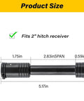 Product size diagram of Heavy Duty Five Eighth Inch Hitch Lock Pin For Two Inch Receiver Tubes Fits Class III IV Trailer Hitches