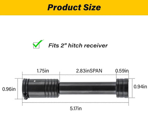 Product size diagram of Heavy Duty Five Eighth Inch Hitch Lock Pin For Two Inch Receiver Tubes Fits Class III IV Trailer Hitches