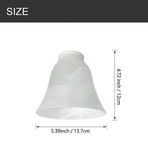 4 Pack Bell Shaped Alabaster Glass Ceiling Fan Light Covers Replacement Globes For Transitional Style Fans, size diagram