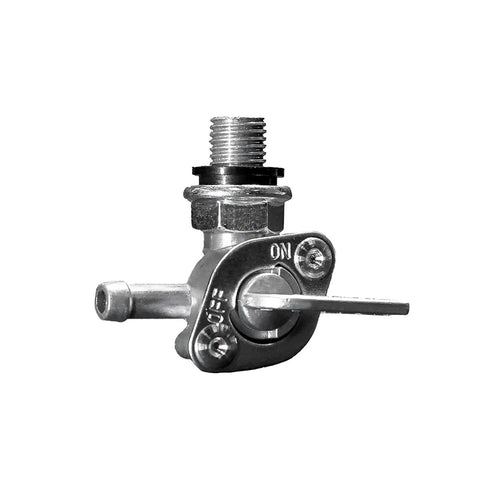 Upgraded Petcock Fuel Tank Shutoff Valve for Generators Predator Engines Go-Karts and Mini-Bikes, side view, metal construction, M10x1.25 thread