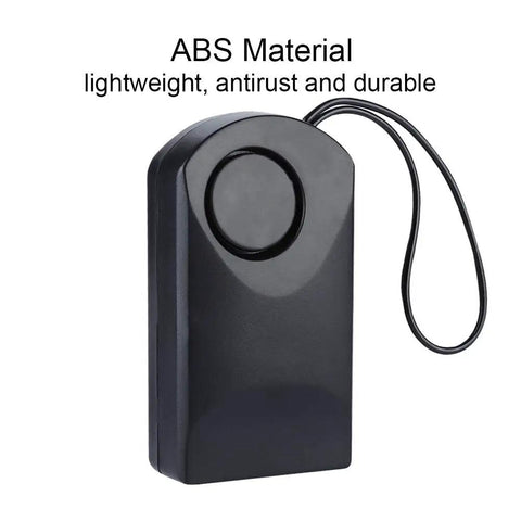 Ultra Loud 120dB Door Sensor Alarm For Home, Travel And Hotels, Touch, Vibration And Magnet Detection For Kids Safety, Luggage, Backpack, And Security, Instant Alerts When Door Opens, black ABS with wrist strap