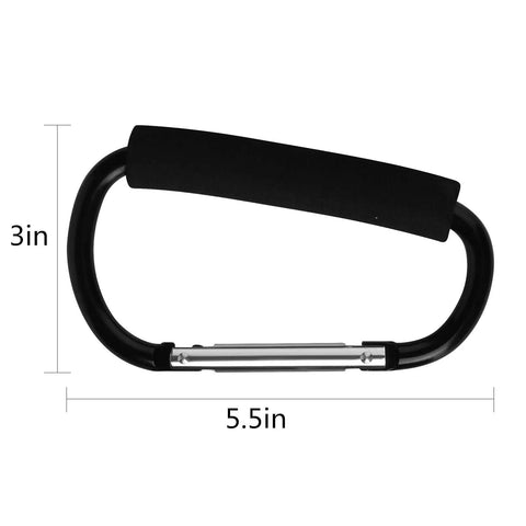 4 Pack Large 5.5 Inch D Style Carabiner Hooks With Foam Cushioned Handles For Pain Free Carrying And Everyday Use In Grocery Trips