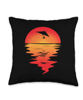 Dope Hang Gliding Throw Pillow With Vintage Sunset Scene Soaring Glider Artwork Soft 16x16 Cushion Multicolor Graphic For Air Adventure Lovers