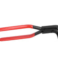 Built Tough Heavy Duty Metal Bending Pliers Hand Seamer with red grip handles for 45 and 90 degree sheet metal bends, side view
