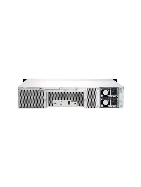 Heavy Duty Rackmount JBOD Enclosure Packing Twelve Roomy 3.5 Inch Drive Slots With Rock Solid Redundant PSU back view showcasing power and USB ports.