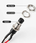 Mini Prewired 7mm Black Momentary Push Button Switches 2 Pin SPST No NC On Off with hex nut and lock washer