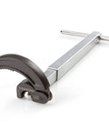 Telescoping Basin Wrench 10 To 17 Inch with adjustable jaw, extended view showing long reach pivoting head for tight spots.