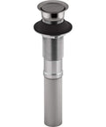 Solid Brass Dope Pop Up Clicker Drain Without Overflow For Sinks Features One And One Quarter Inch Connection Brass Tailpiece Vibrant Titanium Finish Durable Easy To Clean And A Sleek Leak Free Upgrade For Your Vanity Basin