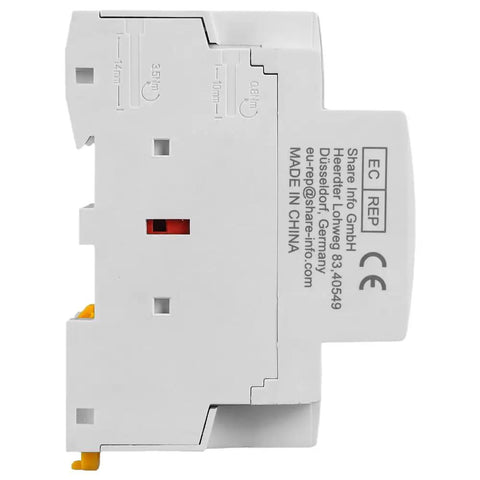 Side view of 4 Pole 63A AC Contactor With 110V 120V Coil 4NO Contacts 230V Ue 500V Ui 35mm DIN Rail Mount