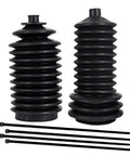 Steering Rack Boots Replacement Kit 5412012 5412013 For Polaris Ranger And RZR UTVs Including 500 570 700 800 900 1000 XP4 1000 From 2012 Through 2022 Beefed Up Fit showing two black rubber boots and zip ties