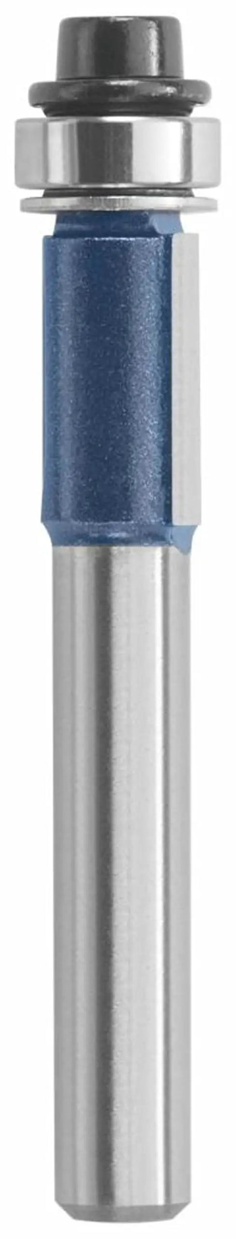 Carbide Tipped 2 Flute Flush Trim Bit, 3/8 In Shank By 1/2 In Cutting Diameter, ideal for laminates and veneers, vertical view.