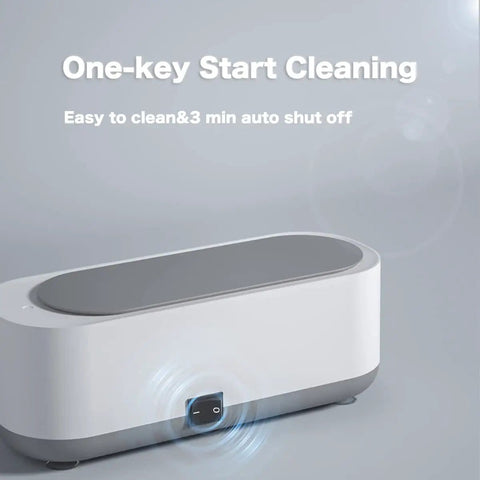 Ultrasonic Jewelry Cleaner Portable Pro Grade Household Cleaning Machine For Jewelry Eyeglasses Rings Silver Retainer Coins 46kHz Deep 360 Degree Cleaning With Tap Water Or Cleaning Solution Quick Shine Like New, showing one-key start feature