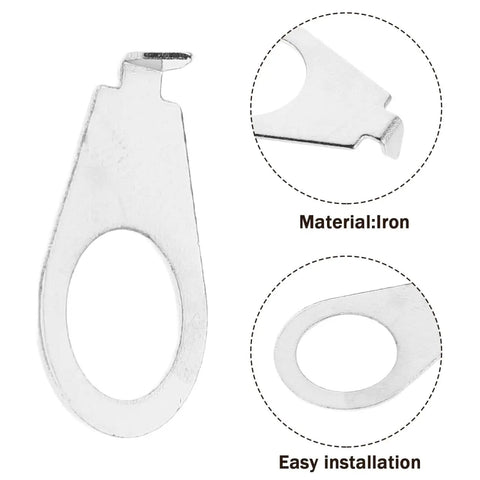 Close-up of silver metal guitar knob position markers, easy to install, durable metal washers for electric guitar control plate hardware.