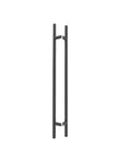 Offset Double Sided Door Pull Handle Built To Last In Matte Black 48 Inch Length 304 Stainless Steel Round Bar Ladder Style Push Pull For Heavy Duty High Traffic Entrances, front view