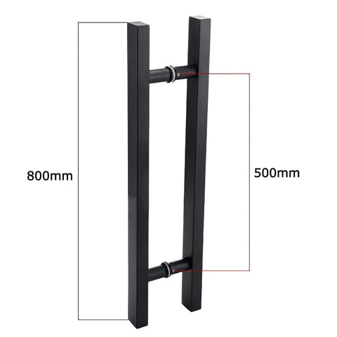 Matte Black Stainless Steel Gate Hardware Square Tube Handle For Glass And Wood Doors with dimensions 800mm x 500mm
