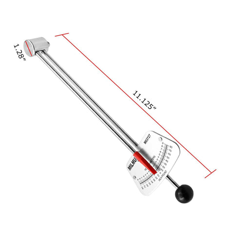 MILMUMU 1/4-inch drive beam torque wrench; silver rod, white scale plate, red indicator, black knob
