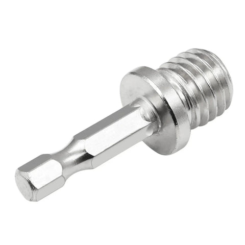 Heavy Duty Quarter Inch Hex Shank Drill Adapter With M14 Screw Thread connecting rod for angle grinders, hex shank design.