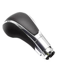 Upgrade Your Drive With This Durable Car Interior Shifter Head Transmission Gear Shift Lever Knob That Boasts A Super Comfy Grip And Sleek Metal Plastic Build For Easy Direct Install No Mods Needed On Many Models black car gear shift knob, metal plastic, angled view