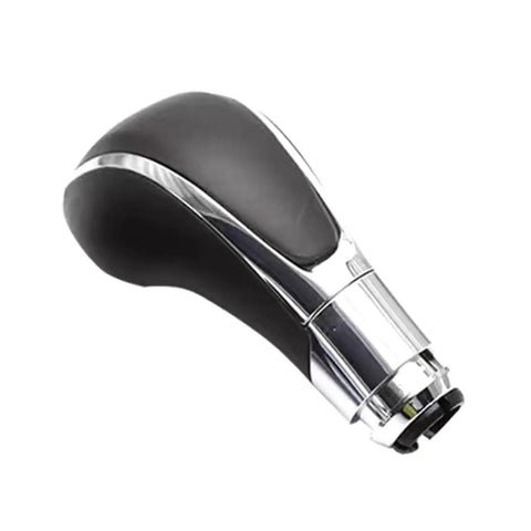 Upgrade Your Drive With This Durable Car Interior Shifter Head Transmission Gear Shift Lever Knob That Boasts A Super Comfy Grip And Sleek Metal Plastic Build For Easy Direct Install No Mods Needed On Many Models black car gear shift knob, metal plastic, angled view