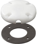 1007 Side Entry CableClam Waterproof Marine Cable Clamp For Side Mount Install White With Stainless Steel Fasteners, Low Profile Contoured Edge Reduces Tangling And Makes Cable Entry A Breeze. White side-entry marine cable clamp with black base and stainless fasteners