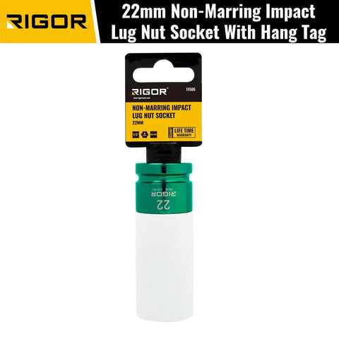 Non Marring 22mm Lug Nut Socket For 1/2 Inch Drive, 6 Point Wheel Protector Impact Socket, Cr-Mo Steel with hang tag