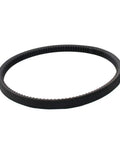 Real Deal Heavy Duty Rubber V Belt Industrial Power Transmission Workhorse Ax28 Ax29 in black rubber, circular shape for industrial use.
