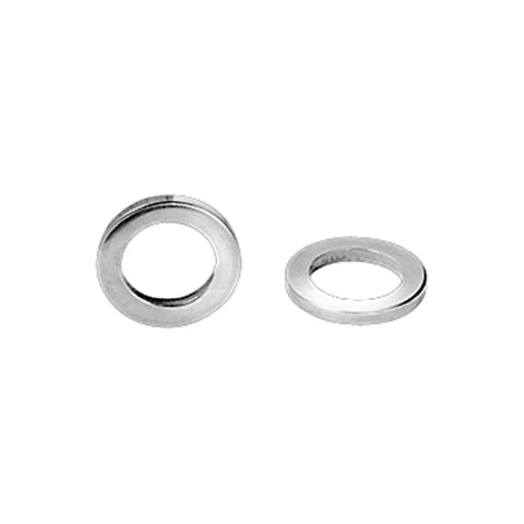 Two stainless steel mag washers for automotive use; silver, standard size.