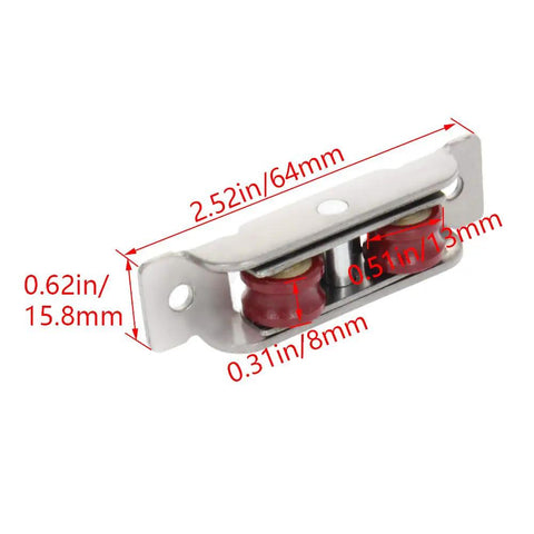 Heavy Duty Double Wheel Pulley For Sliding Doors And Windows Smooth Rolling Nylon Roller With Stainless Steel Shell Silver Finish, 2.52in size