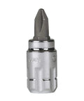 Phillips bit from the 39 Piece Pass-Thru Bit Socket Set For 1/4 And 3/8 Inch Drives With Hex, Slotted, Phillips And Torx Sockets
