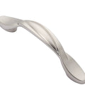 10 Pack Brushed Satin Nickel Cabinet Pulls With 3 Inch Hole Centers Arch Twisted Design close-up view