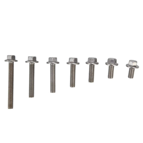 70 Piece M5 Stainless Steel Bolts Kit With 7 Lengths 10 12 16 20 25 30 40 Millimeters Hex Socket Head Cap Flange Fasteners For Home Appliance Repair And Workshop Projects, seven bolts shown
