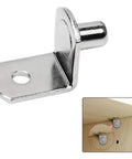 Heavy Duty Shelf Brackets For Cabinets And Shelves, Sturdy Metal Support Pins and Pegs, close-up of steel L-shaped bracket