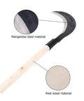 Manganese Steel Long Handle Hand Scythe For Weeding And Lawn Care With Thick Blade Heavy Duty Garden Tool For Outdoor Use close-up view